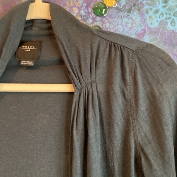 Tencel/wool drape front cardigan with seaming detail - Picture 2 of 9